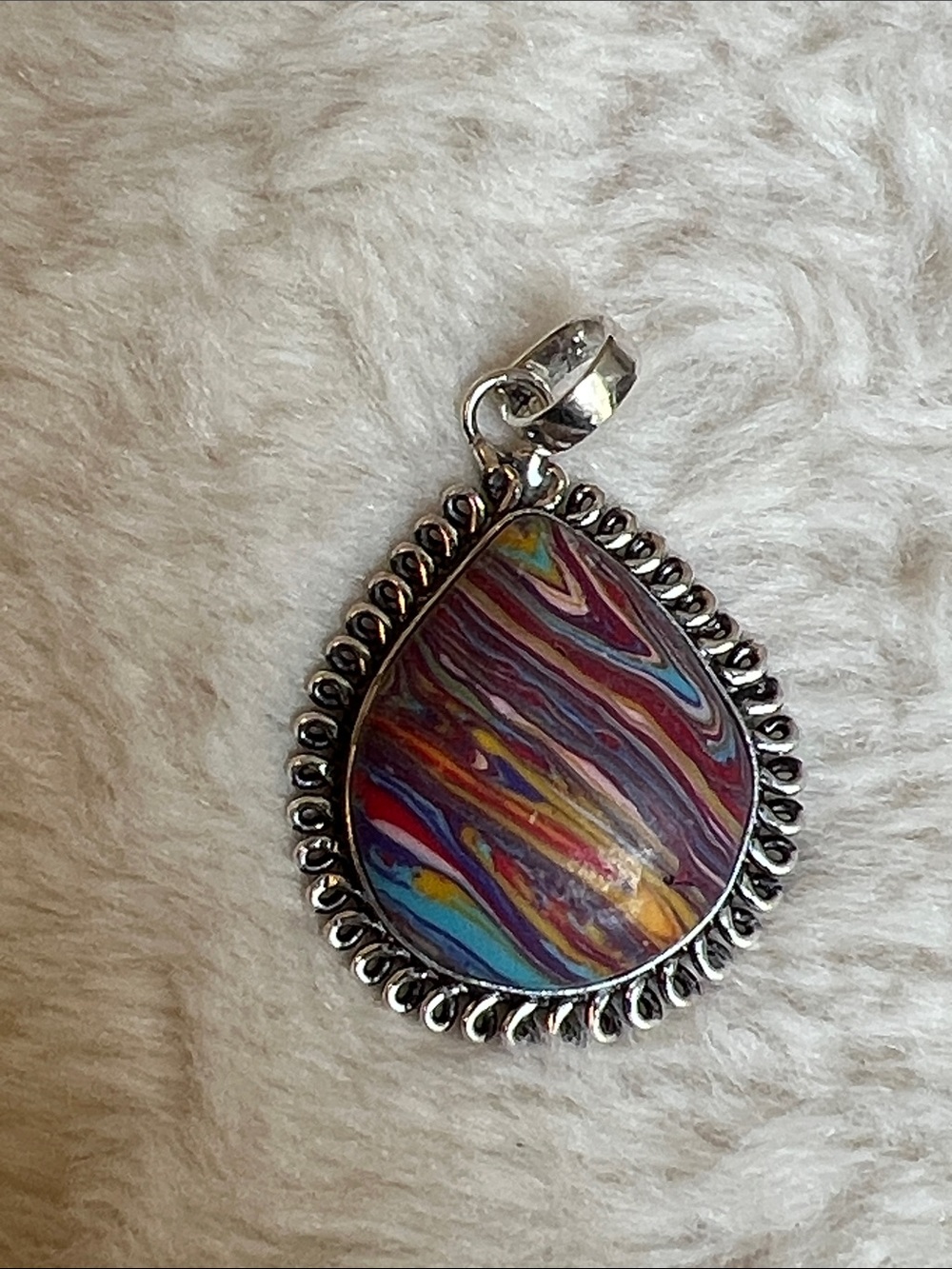 Rainbow Calsilica Synthetic Gemstone Pendant